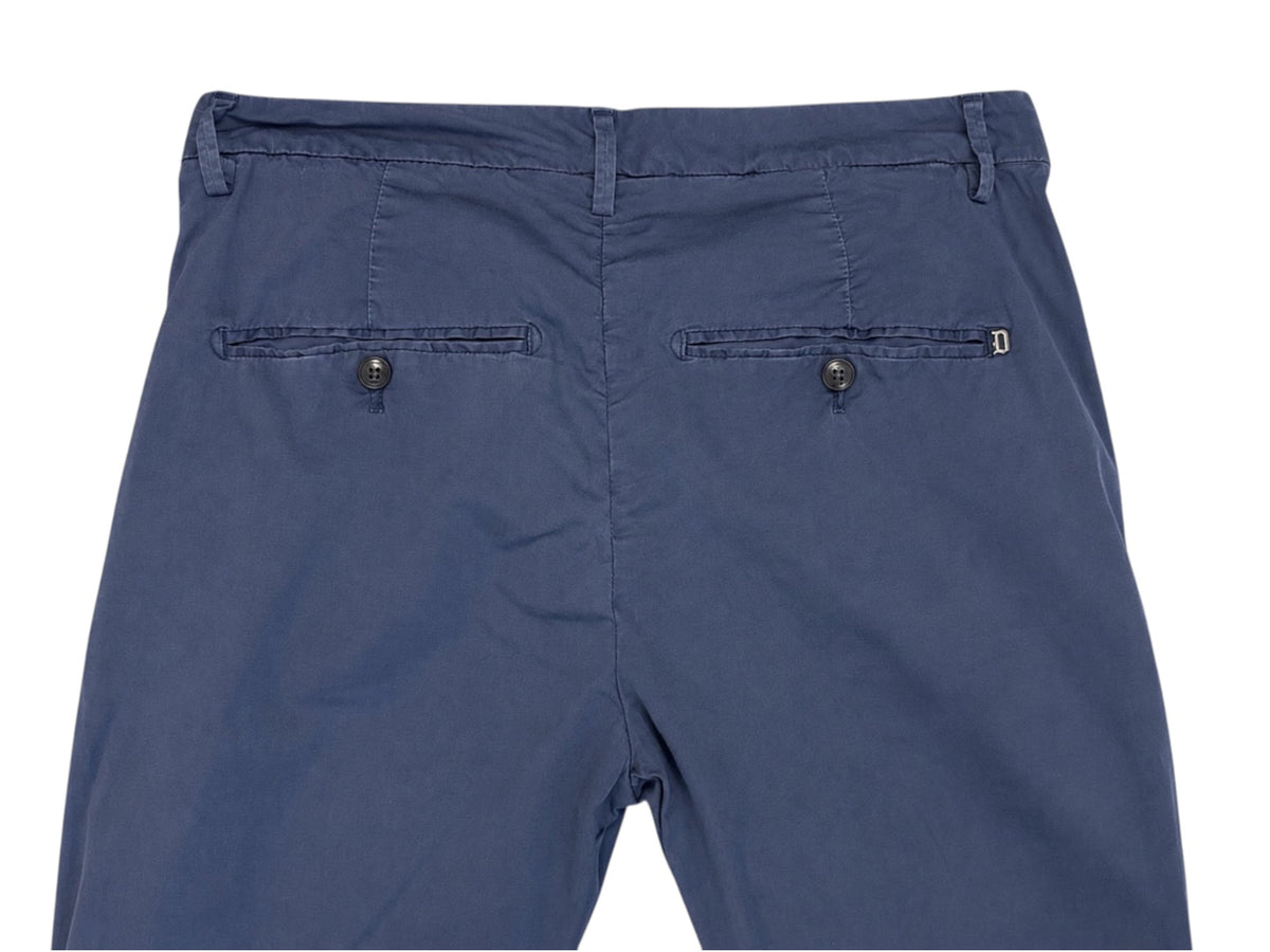 Nordic Jeans Co. blue-grey slim fit chinos with back pockets and subtle logo detail, made in Italy.
