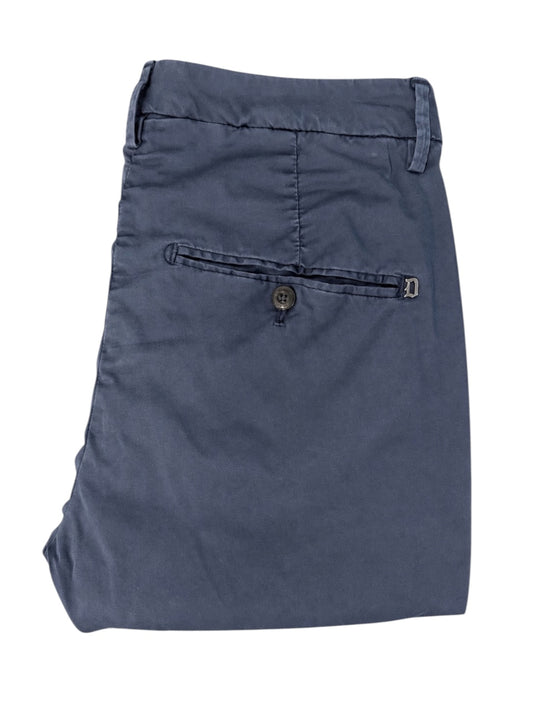 Nordic Jeans Co. blue-grey Dondup slim fit cotton chinos with back welt pockets and button closure