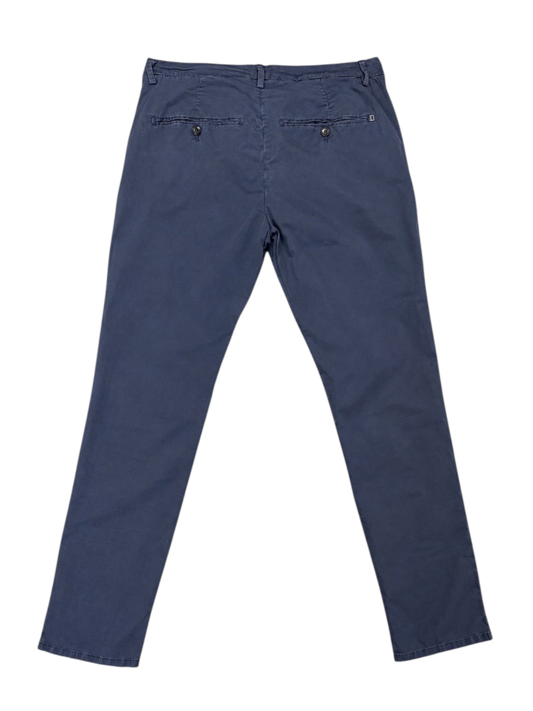 Nordic Jeans Co. blue-grey slim fit Dondup chinos with back pockets and stretch cotton fabric