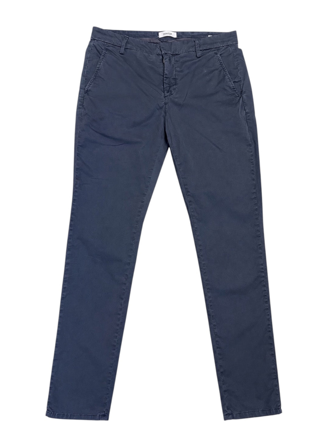 Nordic Jeans Co. Dondup blue-grey slim fit cotton chinos with stretch and a garment-dyed finish.