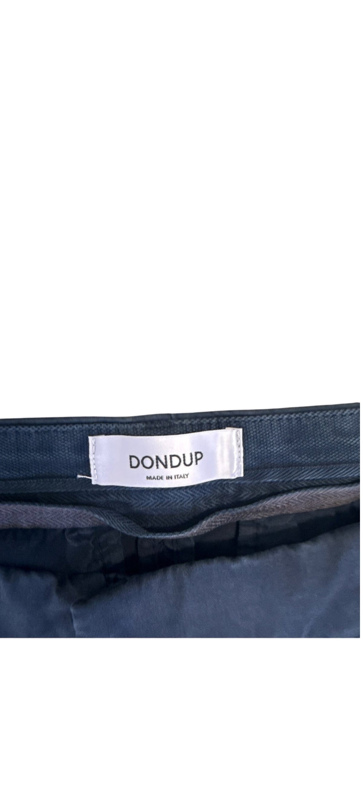 Nordic Jeans Co. Dondup blue-grey slim fit chinos featuring a branded interior label made in Italy
