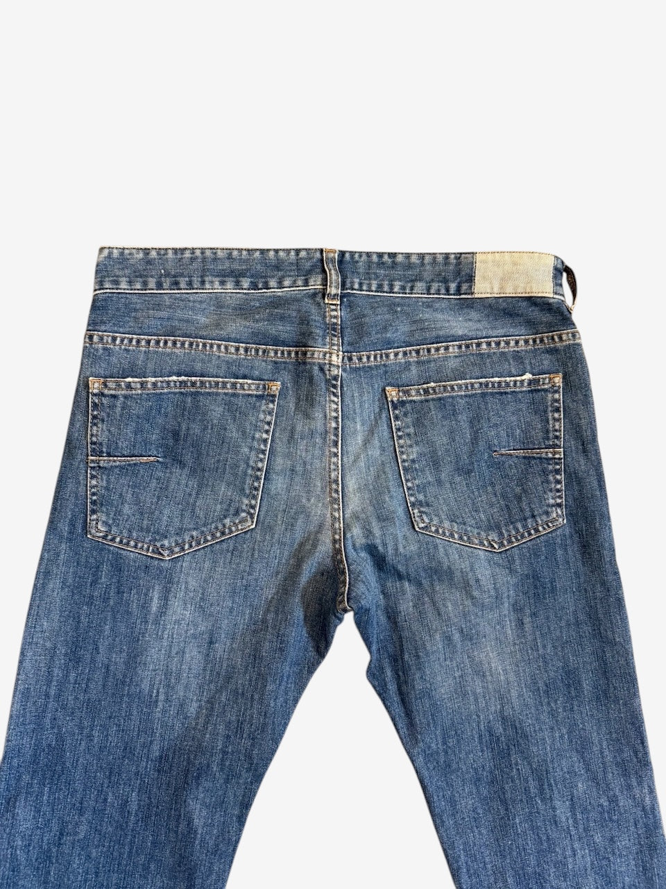 Back view of Nordic Jeans Co. Mauro Grifoni Rocco regular fit denim jeans in a medium blue wash with subtle fading.