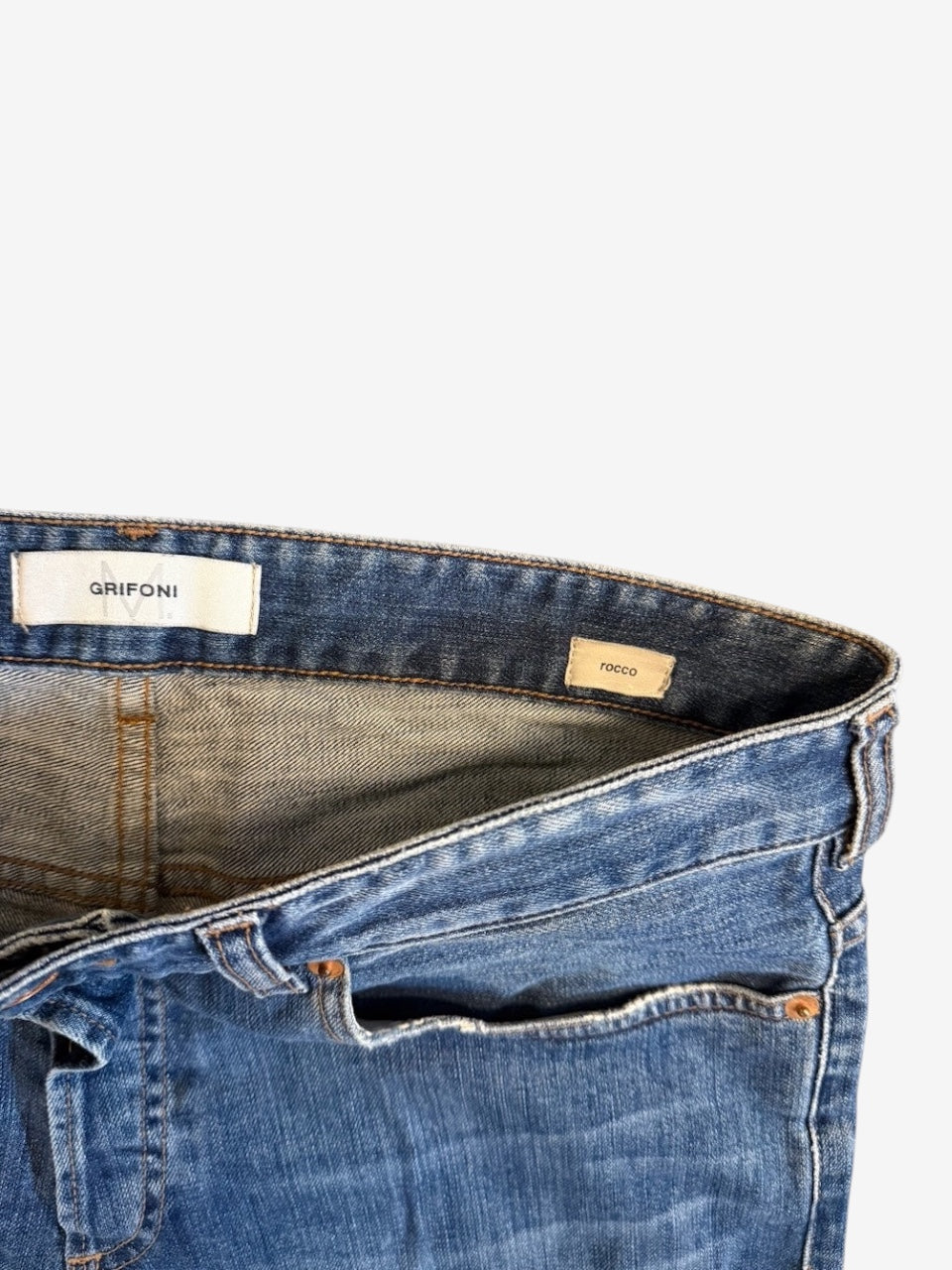 Nordic Jeans Co. Mauro Grifoni Rocco regular fit denim jeans in medium blue wash with interior brand labels